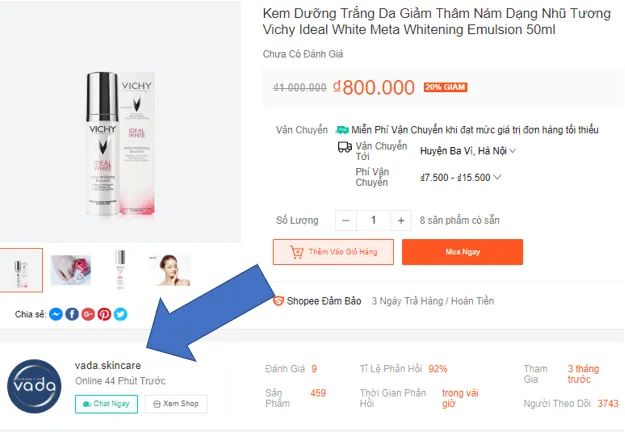 Người bán đăng ký trên Shopee mỹ phẩm bán tại gian hàng