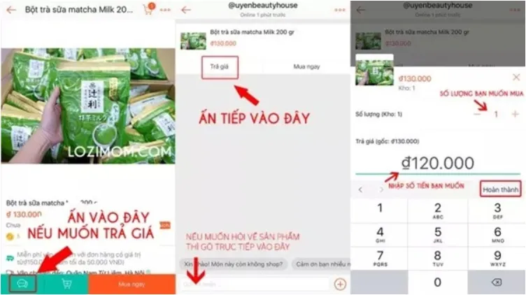 Trả giá khi mua mỹ phẩm trên Shopee