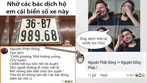 dịch biển số xe hài hước