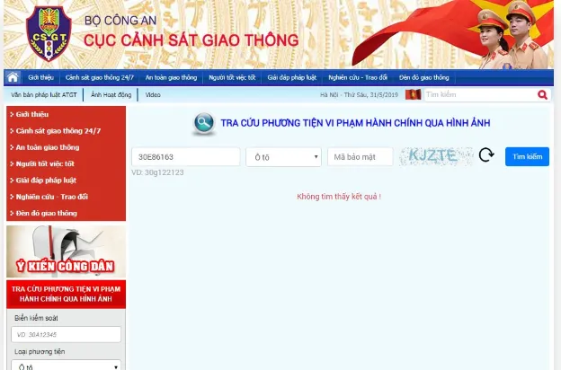 Tra cứu thông tin về phương tiện vi phạm qua hình ảnh trên Trang thông tin điện tử Cục CSGT | | Cục cảnh sát giao thông