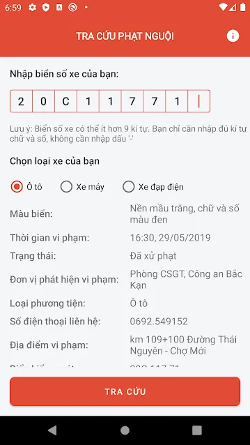 Tra cứu phạt nguội