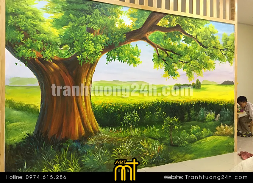 Vẽ tranh tường mầm non Montessori-in-nature